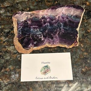 Purple  Rainbow Fluorite Crystal Slice